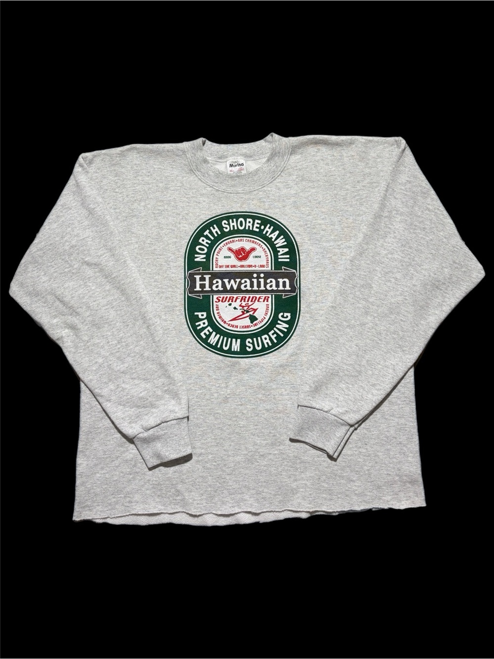 Vintage Murina Sweatshirt Men Large Hawaiian Surfrider Graphic 90s Heineken Surf